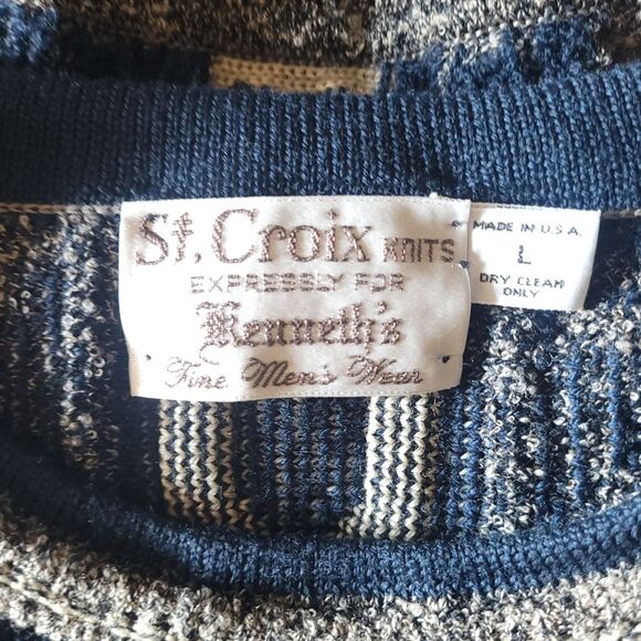 St Croix Knits Vintage Kenneth's Crewneck Textured Sweater Pullover Mens Large - Picture 5 of 11